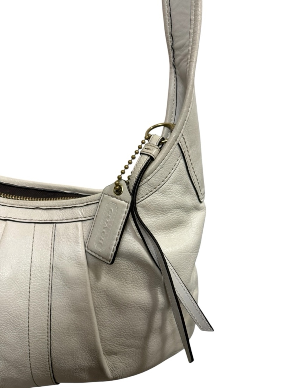 Vintage Coach Ergo Cream White Leather Crossbody Adjustable Bag Y2K Luxury - Picture 5 of 11